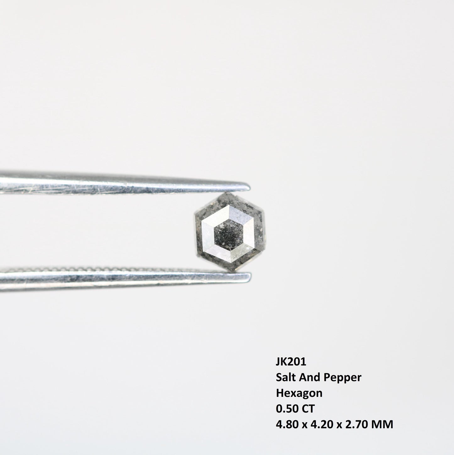 0.50 CT Natural Salt and Pepper Loose Hexagon Diamond | Unique Hexagonal Shape Gemstone for Jewelry Making | Artisan Quality