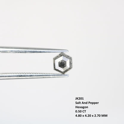 0.50 CT Natural Salt and Pepper Loose Hexagon Diamond | Unique Hexagonal Shape Gemstone for Jewelry Making | Artisan Quality