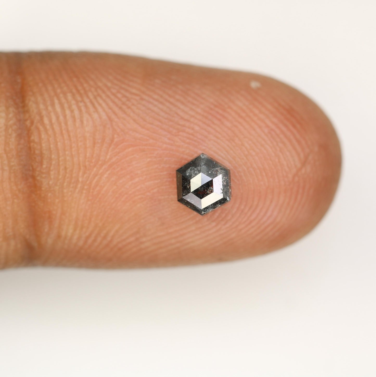 0.55 CT Natural Salt and Pepper Loose Hexagon Diamond | Flat Back Gemstone for Custom Jewelry | Unique 5.20 x 4.50 mm