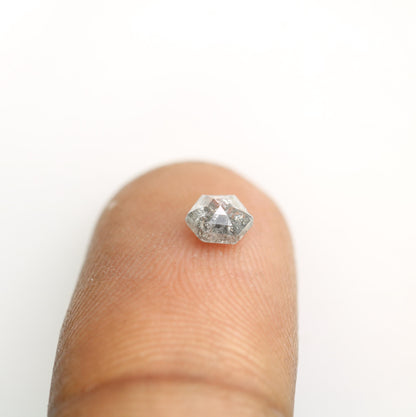 0.55 CT Natural Salt and Pepper Loose Hexagon Diamond | Flat Back Gemstone for Custom Jewelry | Unique 5.20 x 4.50 mm