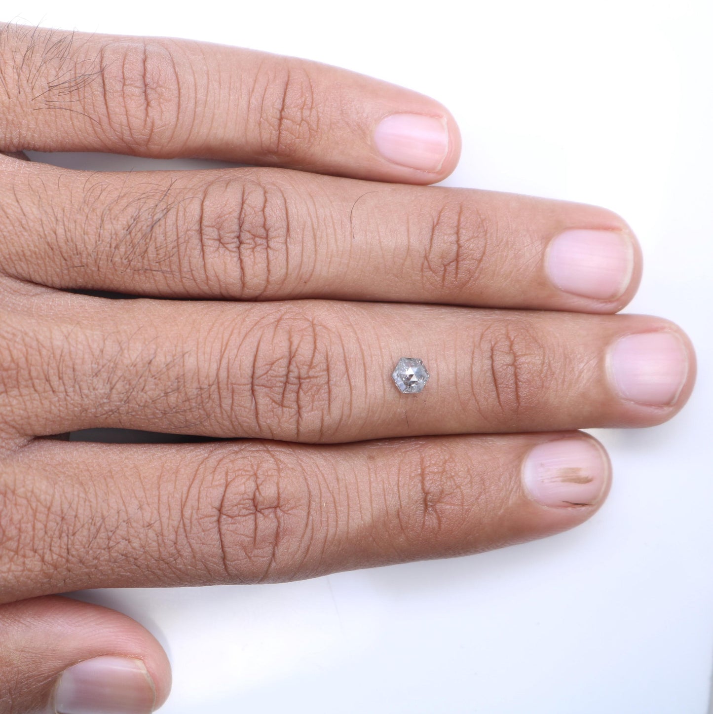 0.55 CT Natural Salt and Pepper Loose Hexagon Diamond | Flat Back Gemstone for Custom Jewelry | Unique 5.20 x 4.50 mm