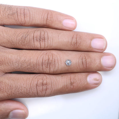 0.55 CT Natural Salt and Pepper Loose Hexagon Diamond | Flat Back Gemstone for Custom Jewelry | Unique 5.20 x 4.50 mm