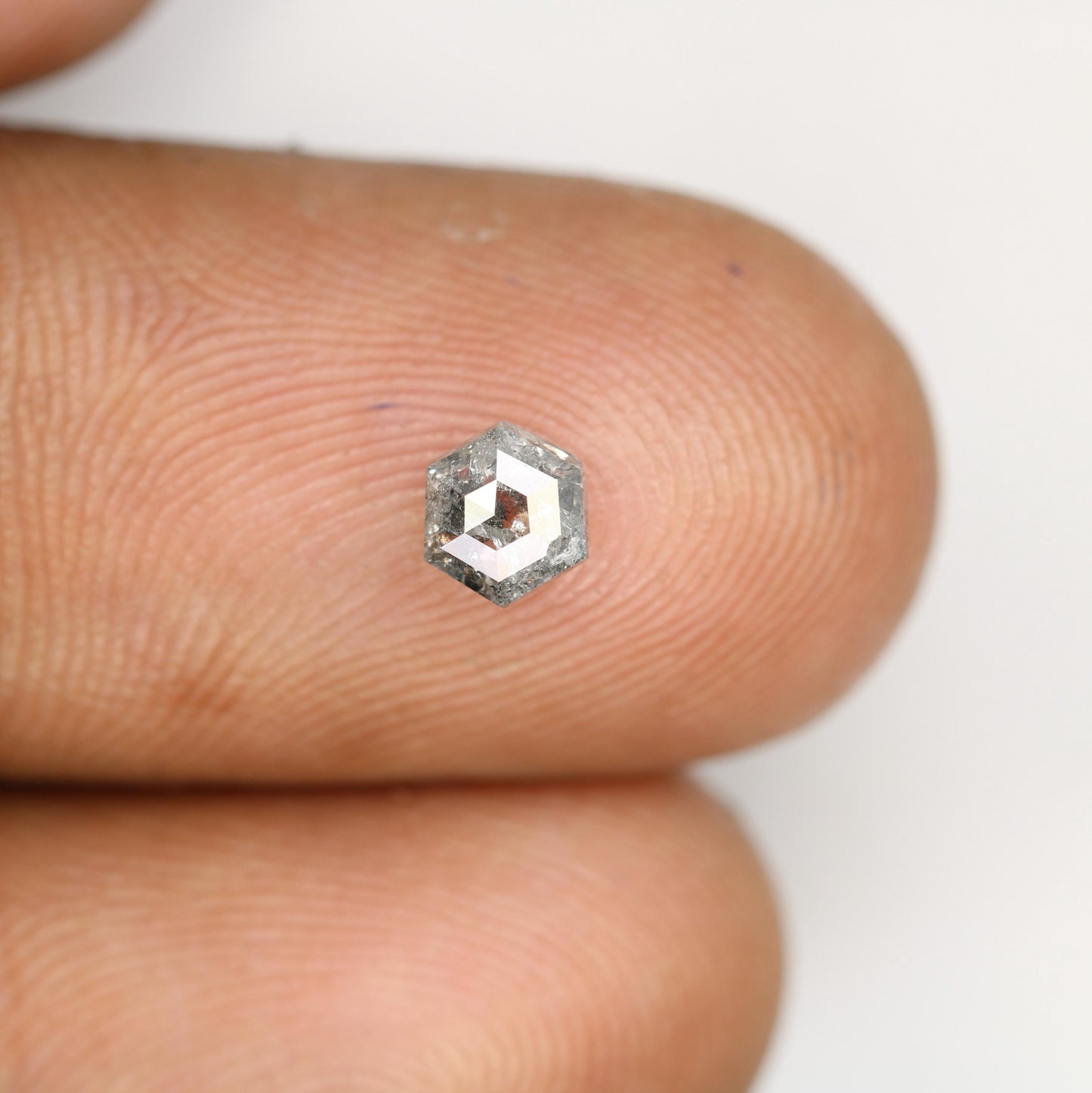 0.55 CT Natural Salt and Pepper Loose Hexagon Diamond | Flat Back Gemstone for Custom Jewelry | Unique 5.20 x 4.50 mm