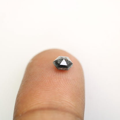 0.55 CT Natural Salt and Pepper Loose Hexagon Diamond | Flat Back Gemstone for Custom Jewelry | Unique 5.20 x 4.50 mm