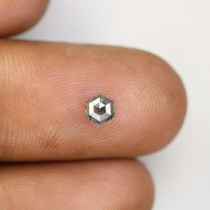 0.50 CT Natural Salt and Pepper Loose Hexagon Diamond | Unique Hexagonal Shape Gemstone for Jewelry Making | Artisan Quality