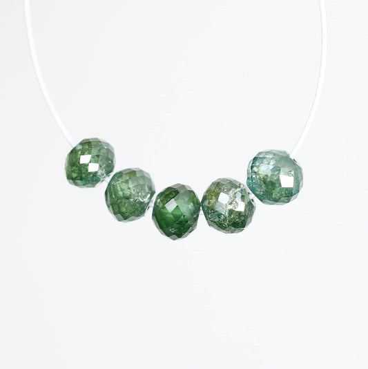 Premium Green Treated Diamond Beads for Jewelry Making | Sparkling Gemstone Strands for DIY Necklaces and Bracelets | Unique Artisan Beads