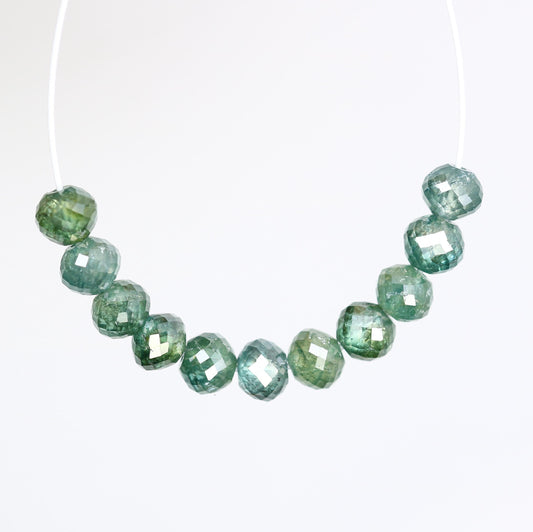 Green Treated Diamond Beads | Premium Sparkling Gemstone Strands for Jewelry Making | DIY Necklace & Bracelet Supplies | Unique Beads