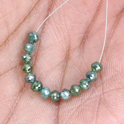 Green Treated Diamond Beads for Jewelry Making | Sparkling Gemstone Strands for Necklaces & Bracelets