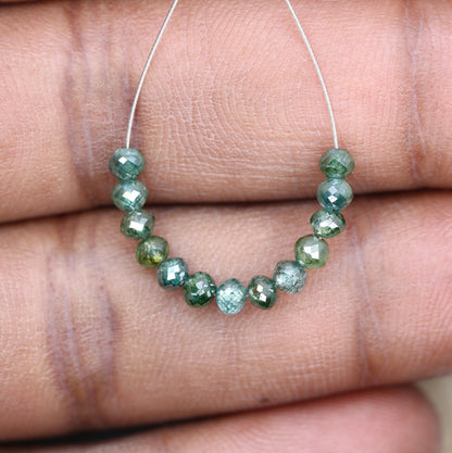 Green Treated Diamond Beads for Jewelry Making | Sparkling Gemstone Strands for Necklaces & Bracelets