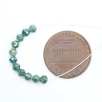 Green Treated Diamond Beads | Premium Sparkling Gemstone Strands for Jewelry Making | DIY Necklace & Bracelet Supplies | Unique Beads