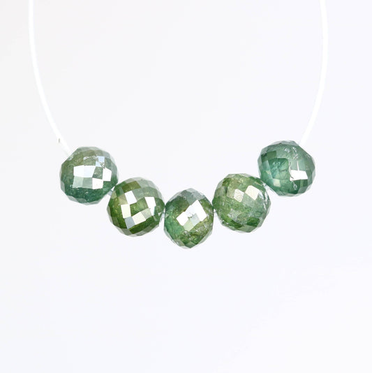 Green Treated Diamond Beads for Necklace and Bracelet | Genuine Sparkling Gemstone Jewelry | Unique DIY Jewelry Supplies
