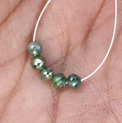 Green Treated Diamond Beads for Necklace and Bracelet | Genuine Sparkling Gemstone Jewelry | Unique DIY Jewelry Supplies