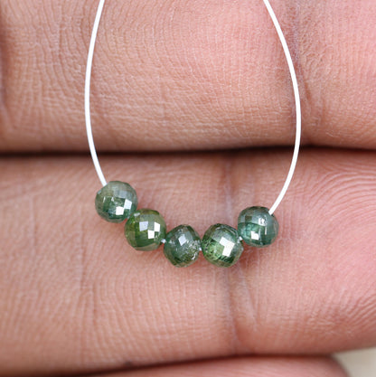 Green Treated Diamond Beads for Necklace and Bracelet | Genuine Sparkling Gemstone Jewelry | Unique DIY Jewelry Supplies