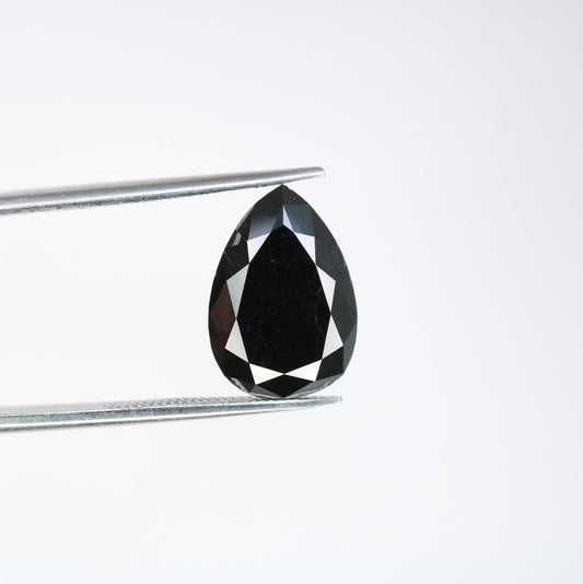 Premium Loose Black Diamond - Faceted Pear Shape Natural Stone for Custom Jewelry, Engagement Rings, and Unique Gifts