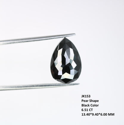 Premium Loose Black Diamond - Faceted Pear Shape Natural Stone for Custom Jewelry, Engagement Rings, and Unique Gifts