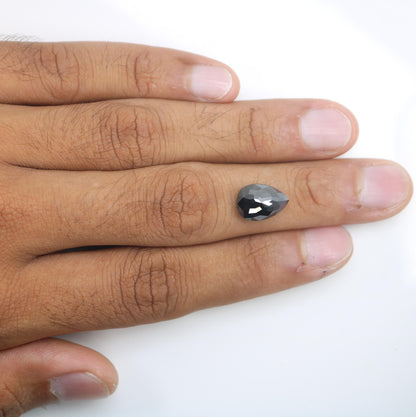 Premium Loose Black Diamond - Faceted Pear Shape Natural Stone for Custom Jewelry, Engagement Rings, and Unique Gifts