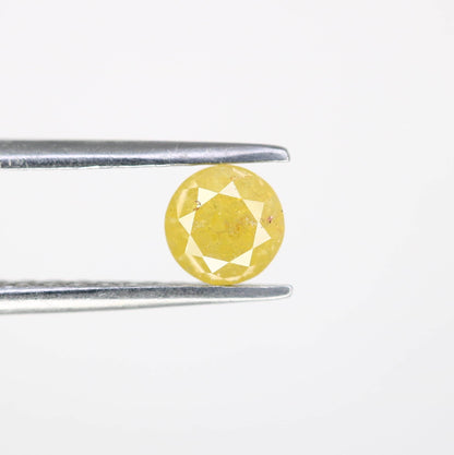 Radiant Natural Yellow Rustic Round Cut Diamond - Unique Gemstone for Engagement Rings, Statement Jewelry & Custom Designs