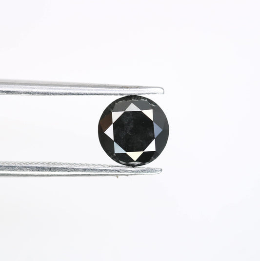 Striking Black Round Diamond - Unique Gemstone for Engagement Rings, Artisan Jewelry & Custom Creations