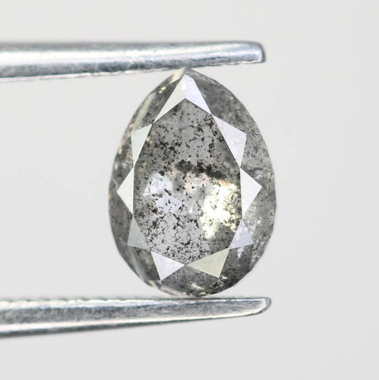 Stunning Pear-Shaped Salt and Pepper Diamond - Vintage-Inspired Gemstone for Engagement Rings, Unique Jewelry & Custom Designs