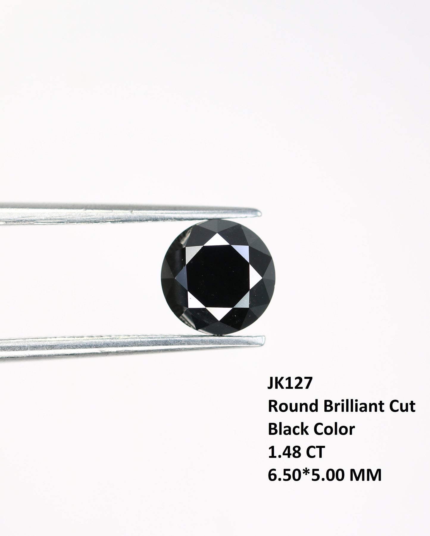 1.48 CT 6.50 MM Fancy Black Loose Round Shape Beautiful Brilliant Cut Diamond For Promise Ring