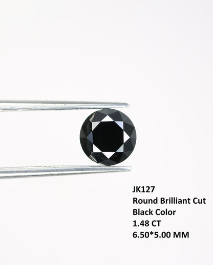 1.48 CT 6.50 MM Fancy Black Loose Round Shape Beautiful Brilliant Cut Diamond For Promise Ring