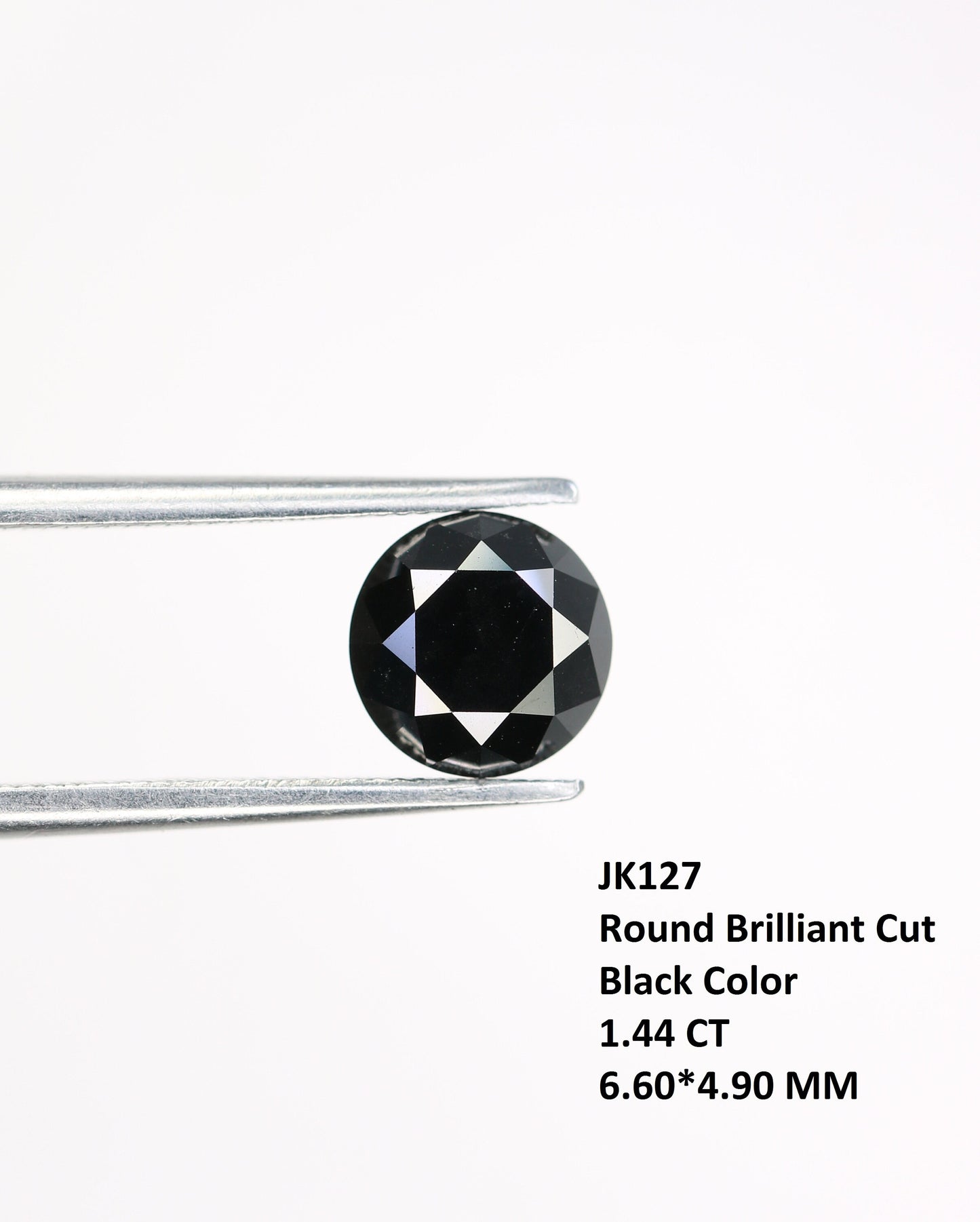 1.44 CT Beautiful Black Color Loose Round Shape Brilliant Cut Fancy Diamond For Proposal Ring