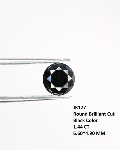 1.44 CT Beautiful Black Color Loose Round Shape Brilliant Cut Fancy Diamond For Proposal Ring