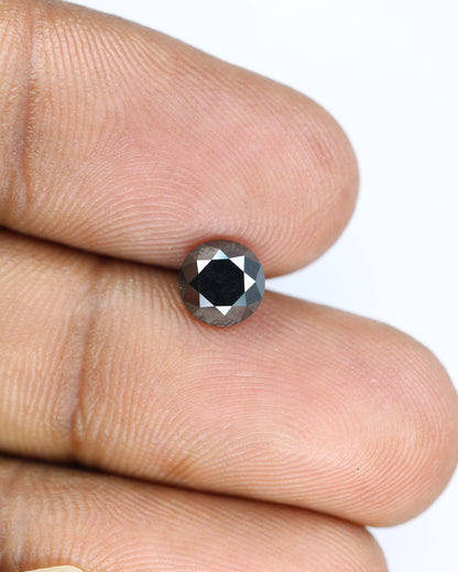 1.44 CT Beautiful Black Color Loose Round Shape Brilliant Cut Fancy Diamond For Proposal Ring