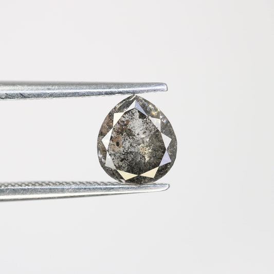 Elegant Pear-Shaped Salt and Pepper Diamond - Distinctive Gemstone for Engagement Rings, Artisan Jewelry & Custom Designs