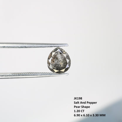 Elegant Pear-Shaped Salt and Pepper Diamond - Distinctive Gemstone for Engagement Rings, Artisan Jewelry & Custom Designs