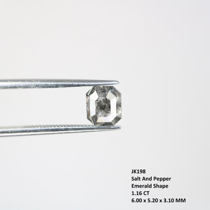 Emerald Cut Salt and Pepper Diamond - Vintage-Inspired Gemstone for Engagement Rings, Boho Jewelry & Custom Designs