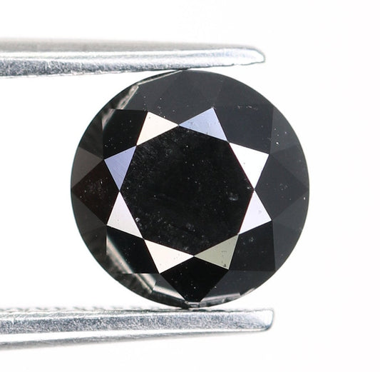 1.44 CT 6.50 MM Loose Fancy Round Brilliant Cut Fancy Black Diamond For Engagement Ring