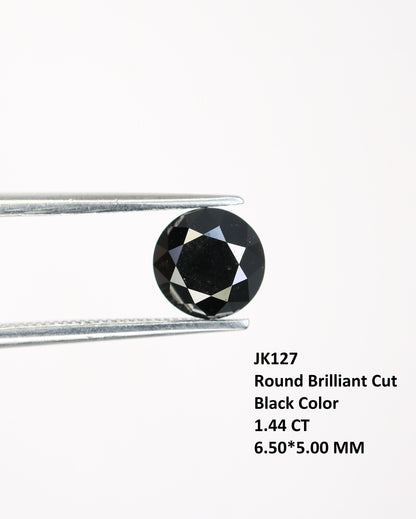 1.44 CT 6.50 MM Loose Fancy Round Brilliant Cut Fancy Black Diamond For Engagement Ring