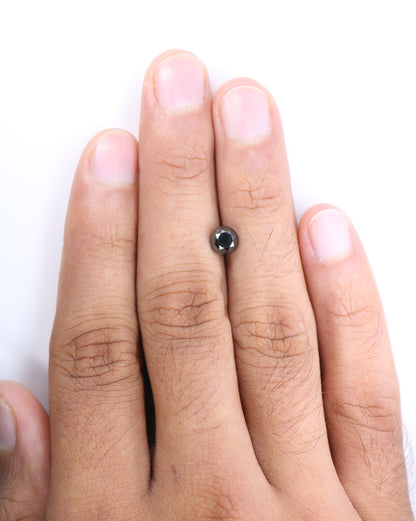 1.44 CT 6.50 MM Loose Fancy Round Brilliant Cut Fancy Black Diamond For Engagement Ring