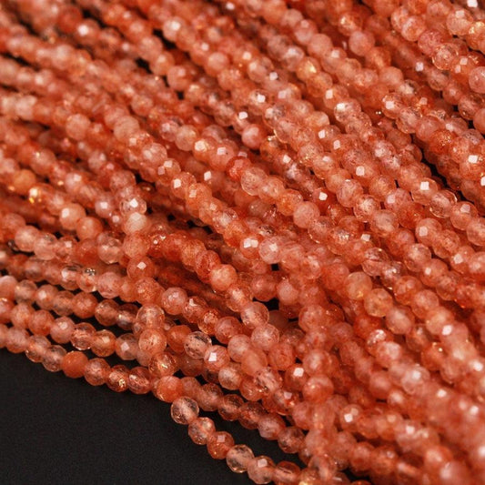 Orange Sapphire Faceted Rondelle Beads 2.5 - 3 mm , Healing Crystals Gemstone Beads, Loose Faceted Rondelle Beads, Jewelry Making Gemstone
