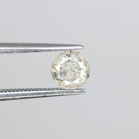 Natural Polished Salt and Pepper Round Brilliant Diamond - 0.59 Carat Opaque Gemstone for Unique Engagement Rings and Custom Jewelry