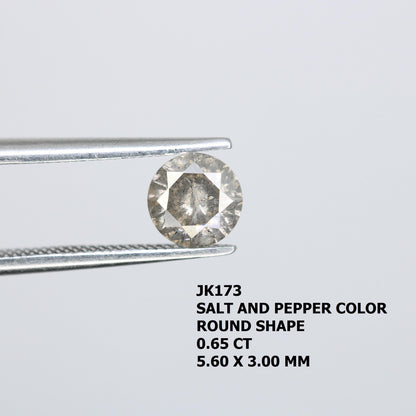0.65 CT Natural Salt and Pepper Round Brilliant Diamond - Unique Loose Gemstone for Custom Jewelry and Engagement Rings