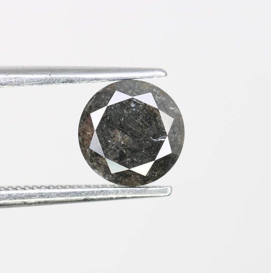 Natural Salt and Pepper Diamond - Polished Round Brilliant - 1.57 Carat Loose Gemstone for Custom Engagement & Wedding Rings