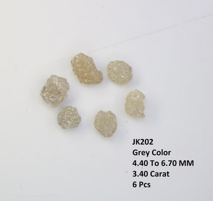 3.40 CT Natural Rough Loose Diamonds, 6.70 to 4.40 MM Gray Uncut Stones, Precious Gemstones for Jewelry Making, Unique Gift for Anniversary