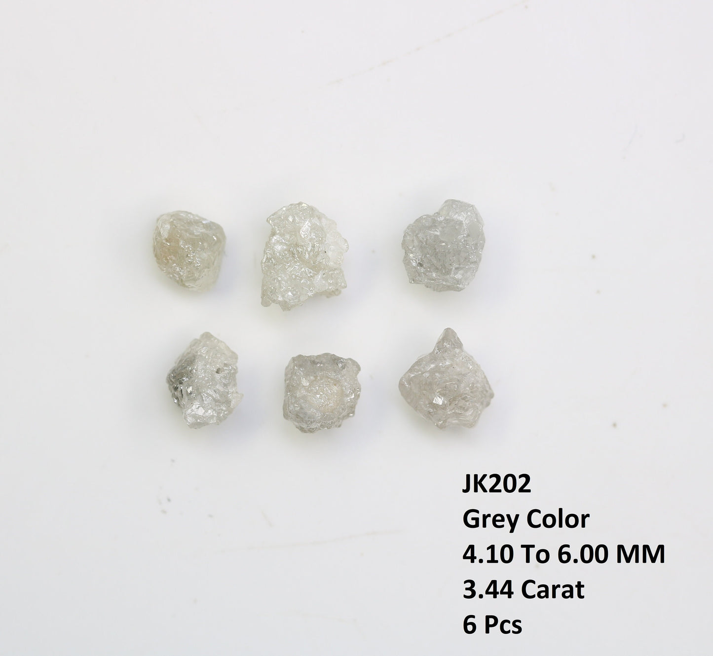 3.44 CT 6 MM Unique Natural Rough Loose Diamonds, Gray Uncut Stones, Precious Gemstones for Jewelry Making, Perfect Gift for Anniversaries