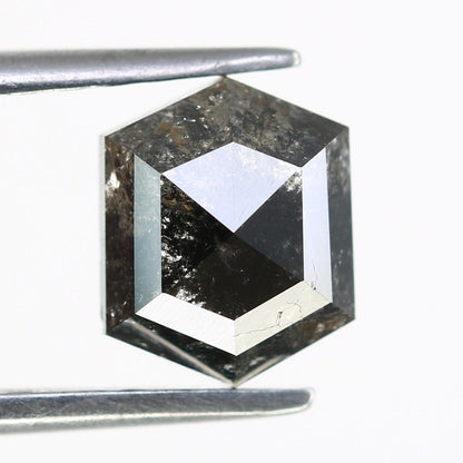 1.79 CT Natural Loose Hexagon - Salt and Pepper Hexagon For Rings - Rings Gifts For Wedding -  Fancy Gift for Her - Handmade Diamond