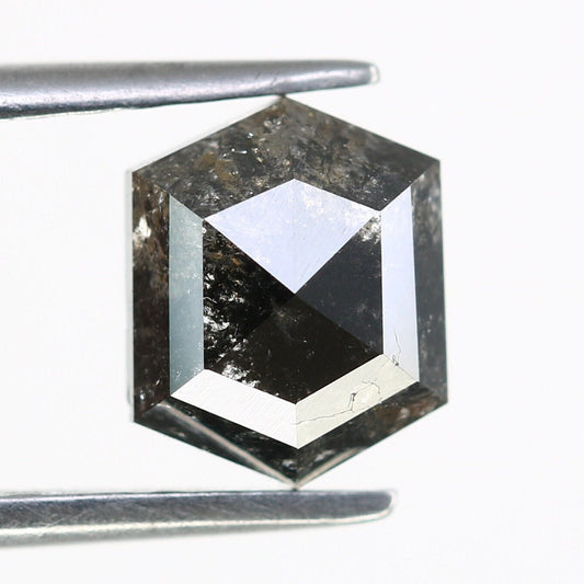 1.79 CT Natural Loose Hexagon - Salt and Pepper Hexagon For Rings - Rings Gifts For Wedding -  Fancy Gift for Her - Handmade Diamond