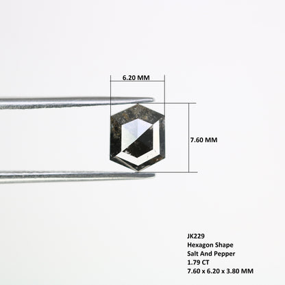 1.79 CT Natural Loose Hexagon - Salt and Pepper Hexagon For Rings - Rings Gifts For Wedding -  Fancy Gift for Her - Handmade Diamond