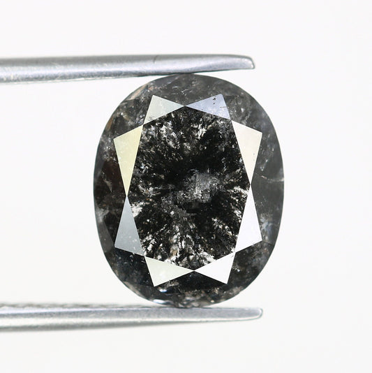 3.84 CT Loose Big Oval Shape Salt and Pepper Diamond | Natural Diamond for Engagement Ring | Oval Shape Diamonds
