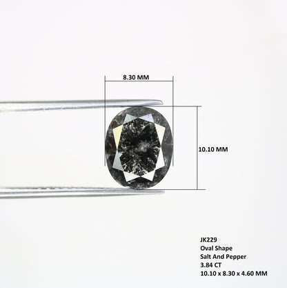 3.84 CT Loose Big Oval Shape Salt and Pepper Diamond | Natural Diamond for Engagement Ring | Oval Shape Diamonds