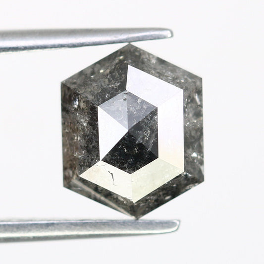 2.47 CT Natural Loose Hexagon - Salt and Pepper Hexagon For Rings - Rings Gifts For Wedding -  Fancy Gift for Her - Handmade Diamond