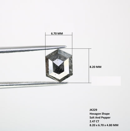 2.47 CT Natural Loose Hexagon - Salt and Pepper Hexagon For Rings - Rings Gifts For Wedding -  Fancy Gift for Her - Handmade Diamond
