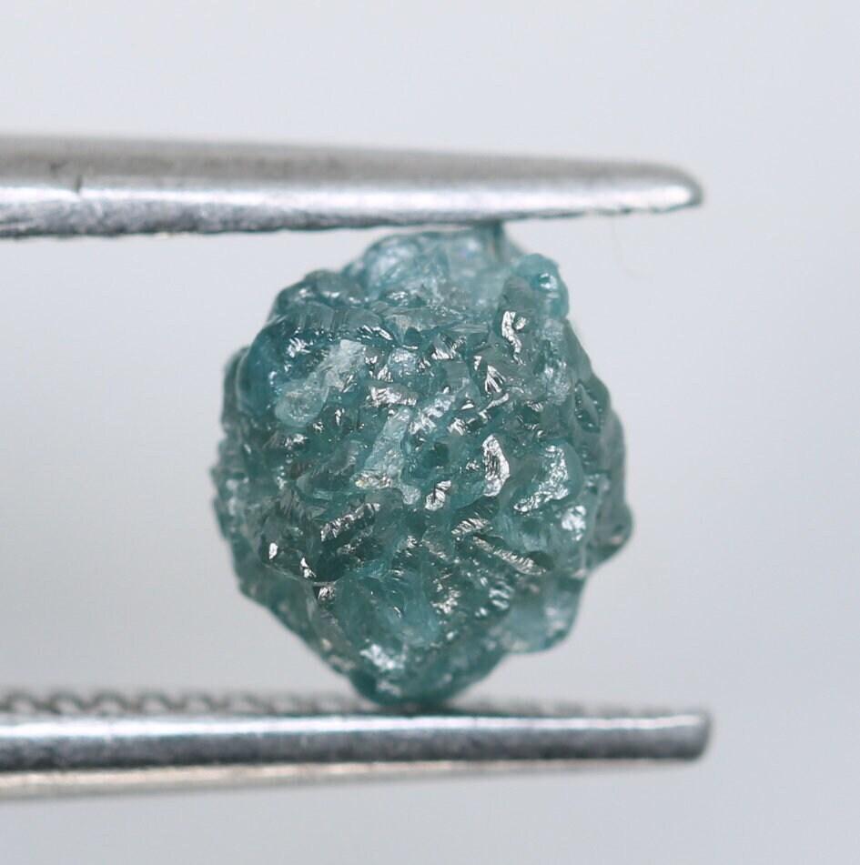 1.04 CT Raw Blue Diamond | Boho Chic Engagement Ring | Natural Rough Gemstone | Custom Artisan Gold Jewelry