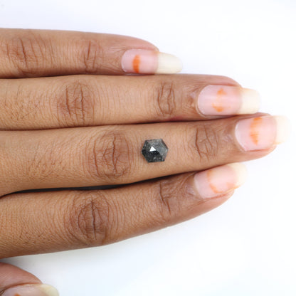 2.47 CT Natural Loose Hexagon - Salt and Pepper Hexagon For Rings - Rings Gifts For Wedding -  Fancy Gift for Her - Handmade Diamond