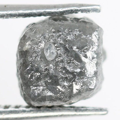 3.75 CT Loose Cube Grey Diamond - Raw 7MM Fancy Gemstone for Unique Rings - Ideal for Custom Gold Jewelry